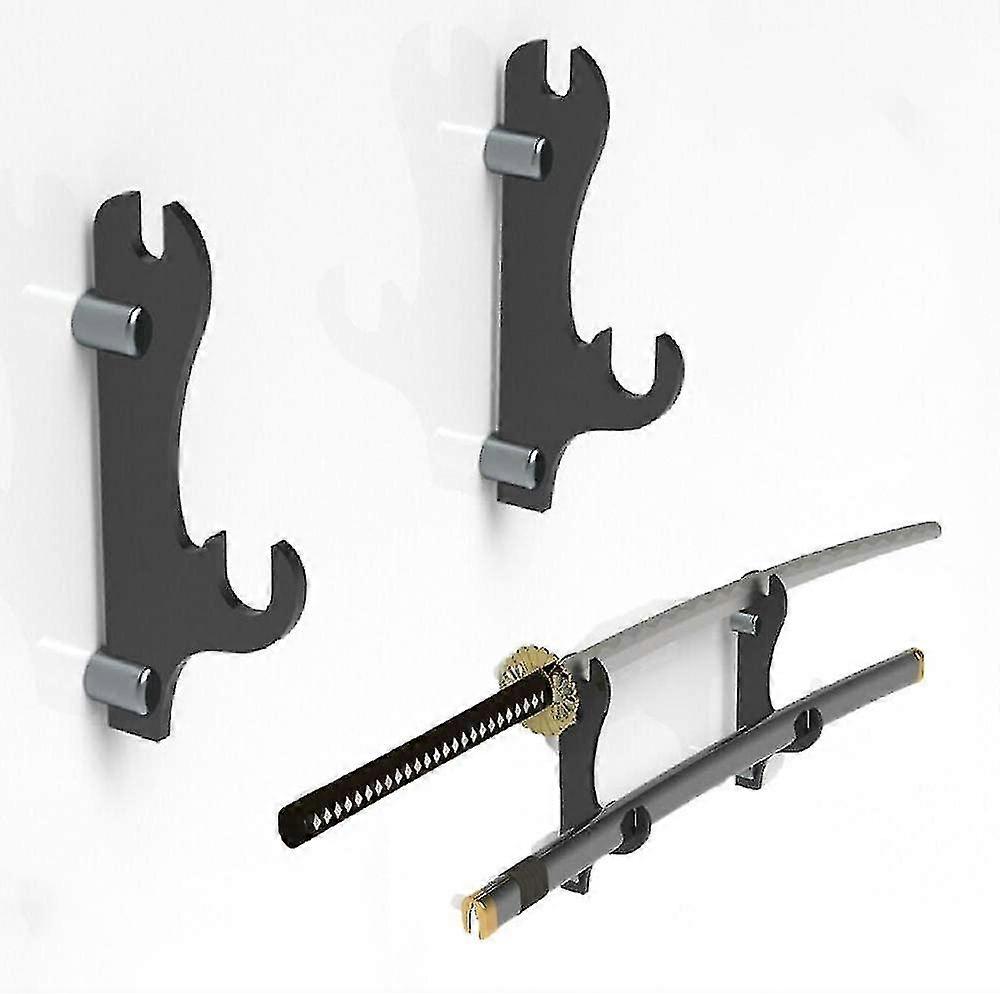 1 Pair Lightsaber Sword Stands Samurai Saber Wall Mount Display Two Swords Competition Martial Arts Sword Standblack