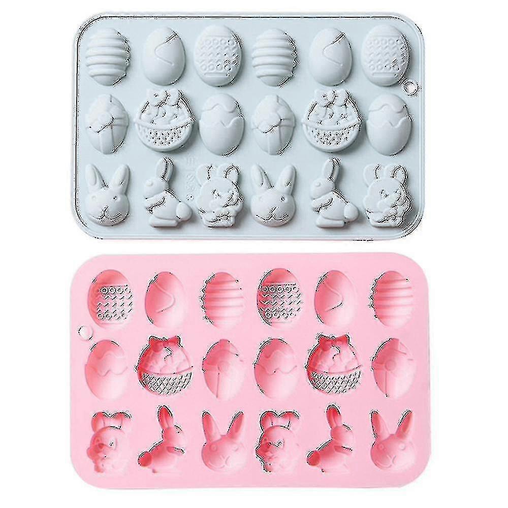 2pcs Easter Silicone Mold Rabbit Colored Egg Chocolate Cake Mold Baking Tools Manual Soap Mould