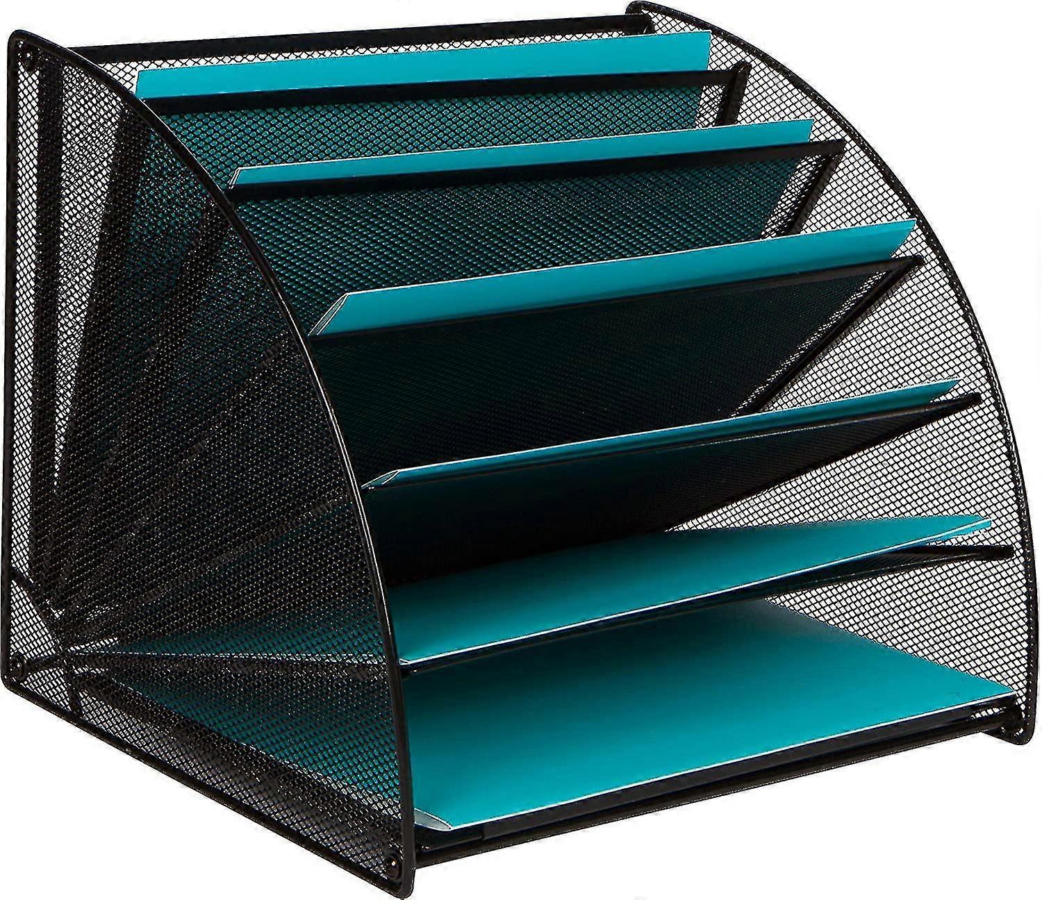 Office Organizer For Desk - Fan Shaped Desktop Organizer With 6 Compartments For Filing Paper, Bills, Letters. Desk File Organizer For Work, School, O