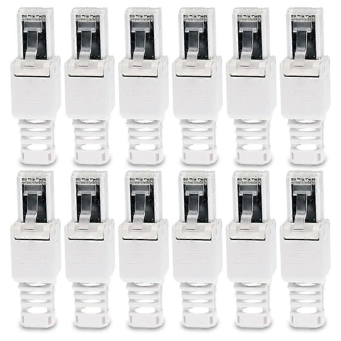 12 Network Plugs, Tool- Cat6a Rj45 Lan Utp Cable Plug Without Tools, Cat6 Cat5 Cat7 Installation Ca