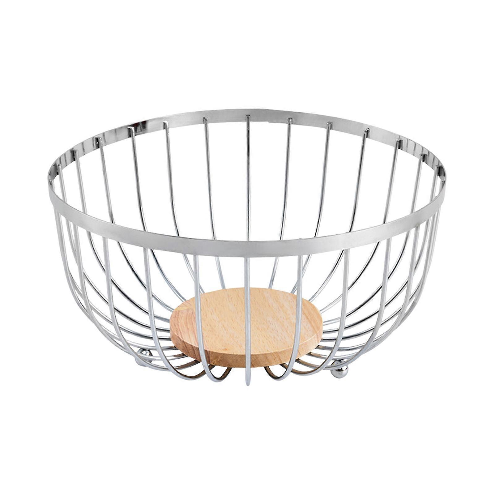Metal Wire Fruit Basket Large Round Storage Baskets for Bread Modern Fruit Bowl Kitchen Counter Vegetable Stand Holder for Snacks