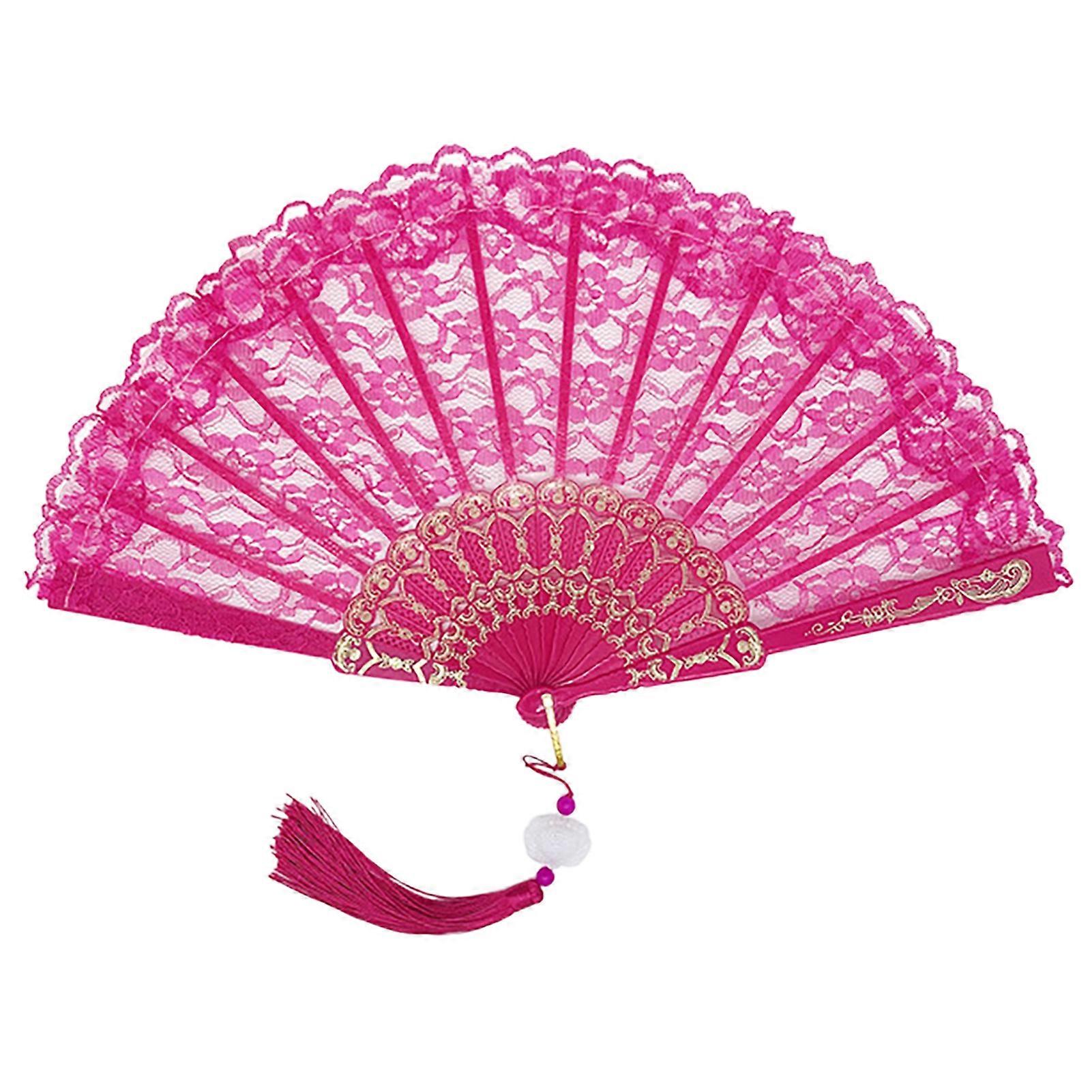 Folding Fan Fine Workmanship Plastic Fan Bone Floral Pattern Dancing Performance Folding Hand Lace Fan Home Supply KAESI