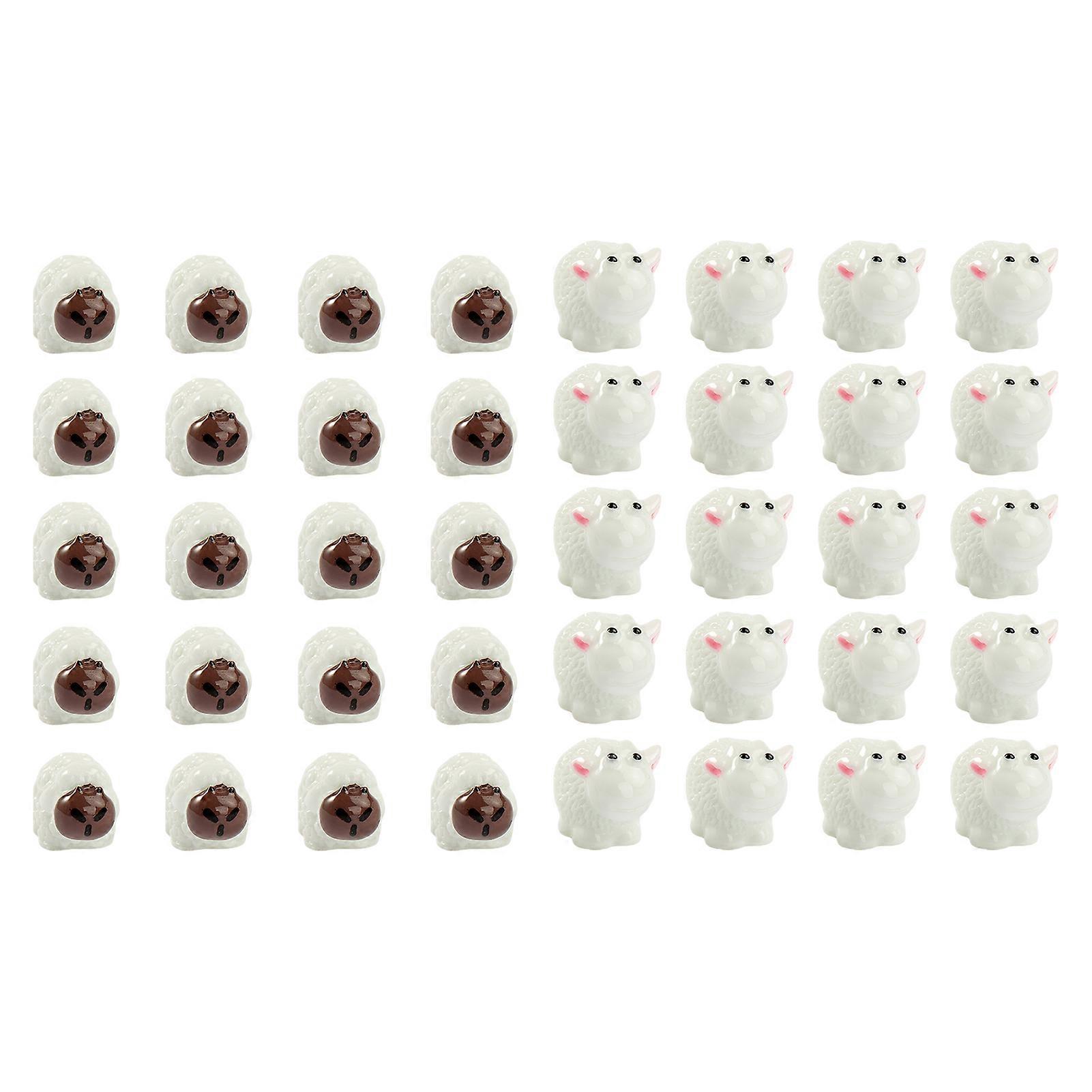 40Pcs Miniature Sheep Resin Vibrant Color Fade-resistant Mini Sheep Figurines Cute Sheep Ornaments for Moss Micro Landscape Decoration