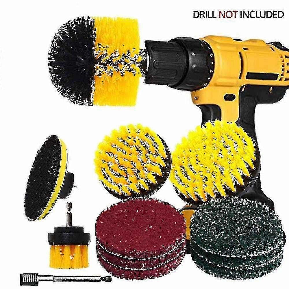 Power Drill Brush Attachment With 6 Inch Extender/4 Brushes/6pcs Pads