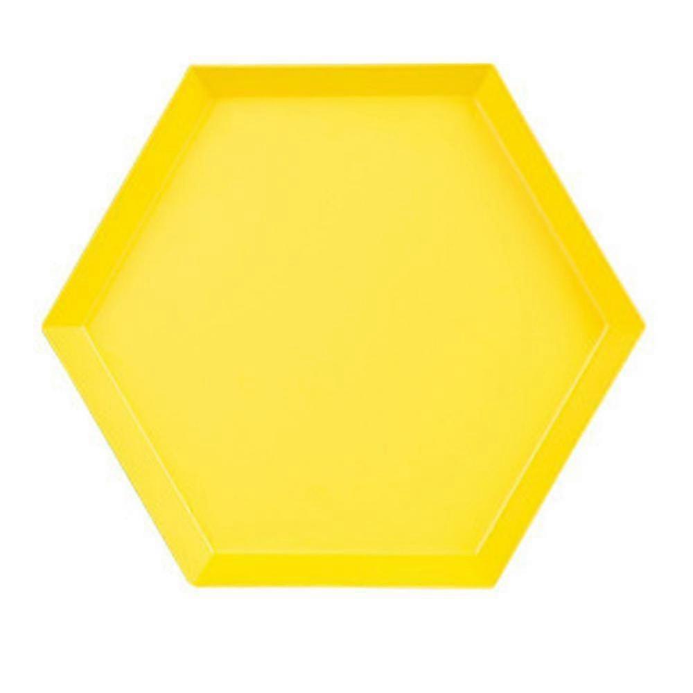 Polygonal Desktop Storage Tray Geometric Rhombus Metal Hexagonal Compote(yellow)