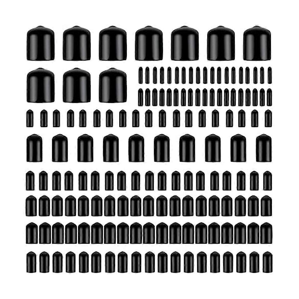160Pcs Assorted Size Rubber End Caps, Flexible Screw Thread Protector Caps Round Vinyl Bolt Screw C