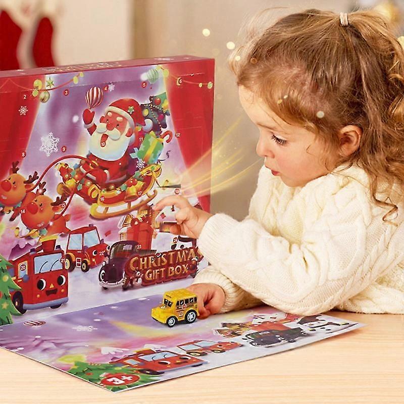 GaiBoSiΣετ παιχνιδιών οχημάτων Ημερολόγιο Advent Κουτί δώρου 24 ημέρες Χριστουγεννιάτικο ημερολόγιο αντίστροφης μέτρησης Τραβήξτε πίσω παιχνίδια αυτοκινήτου Έκπληξη τυφλό κουτί Παιδικές μπομπονιέρες