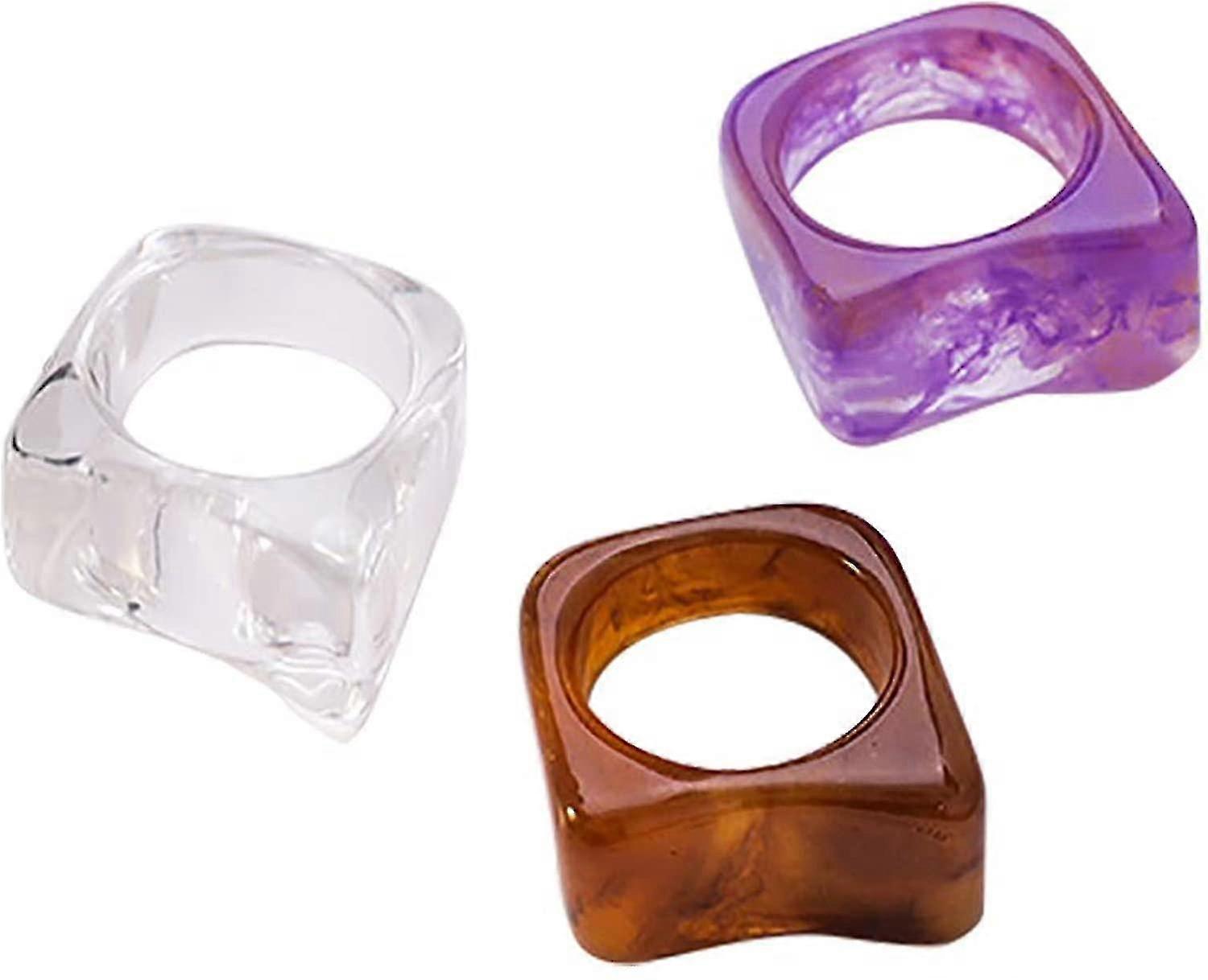 Colorful Statement Chunky Geometric Resin Ring Art Deco