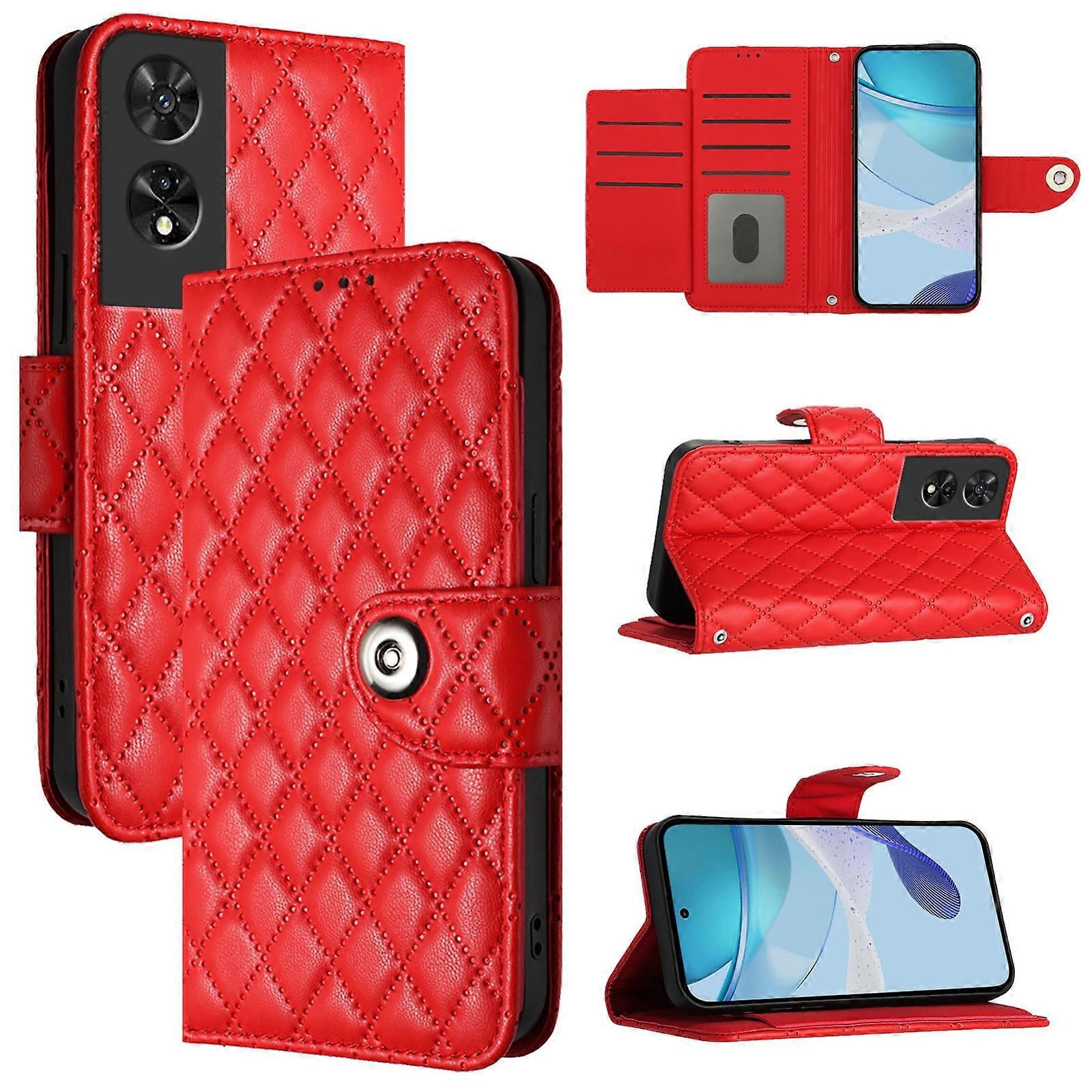 Rhombic Texture Leather Case For TCL 505
