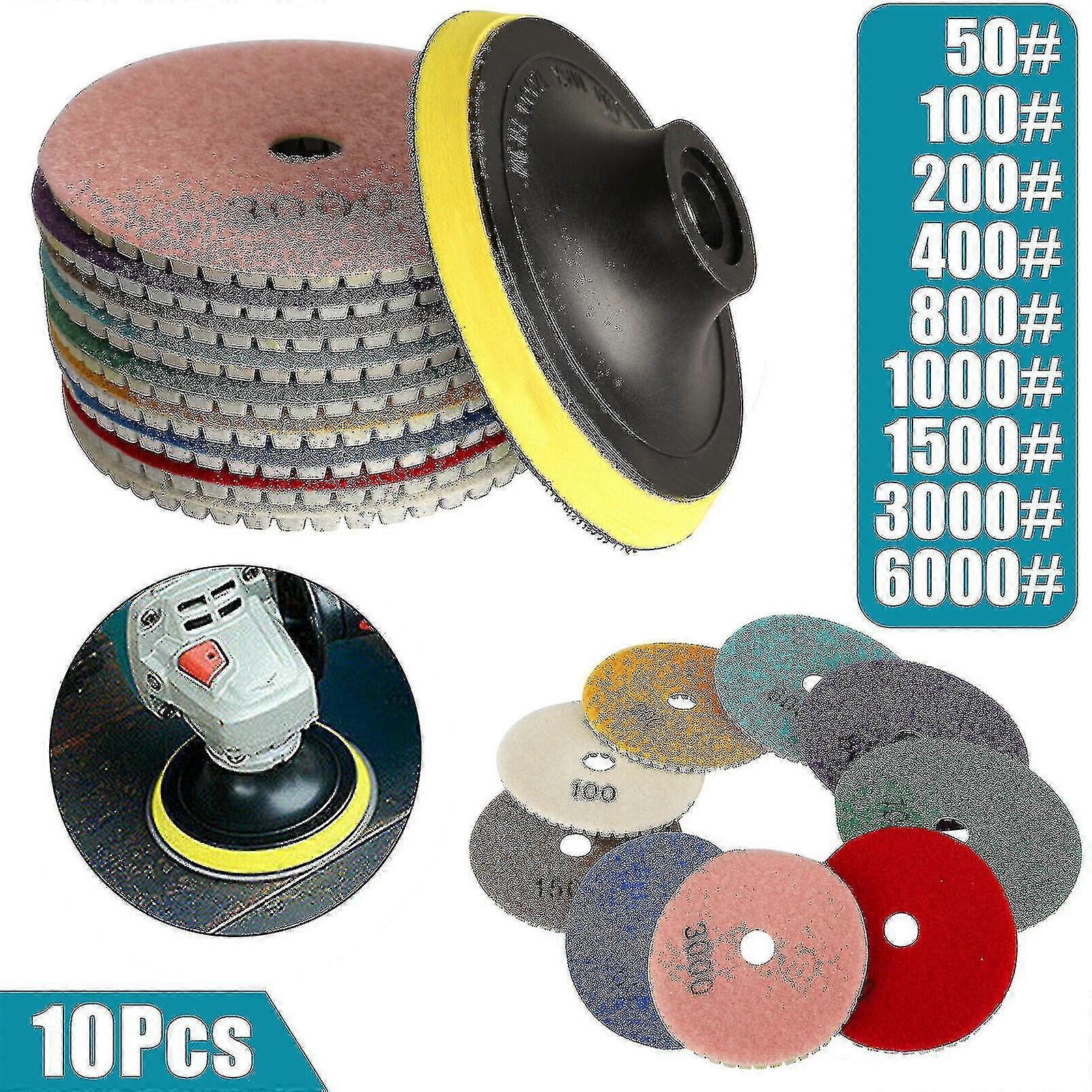 LuxusKollektion Polierpad Polierscheiben Diamant Set 7 100mm Körnung 50 Granit Quarz Grit #50 LuxusKollektion Polierpad Polierscheiben Diamant Set 7 100mm Körnung 50 Granit Quarz Grit #50