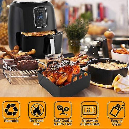 Pentola in silicone per friggitrice ad aria con manico Friggitrice ad aria portatile pieghevole Casa[PB]