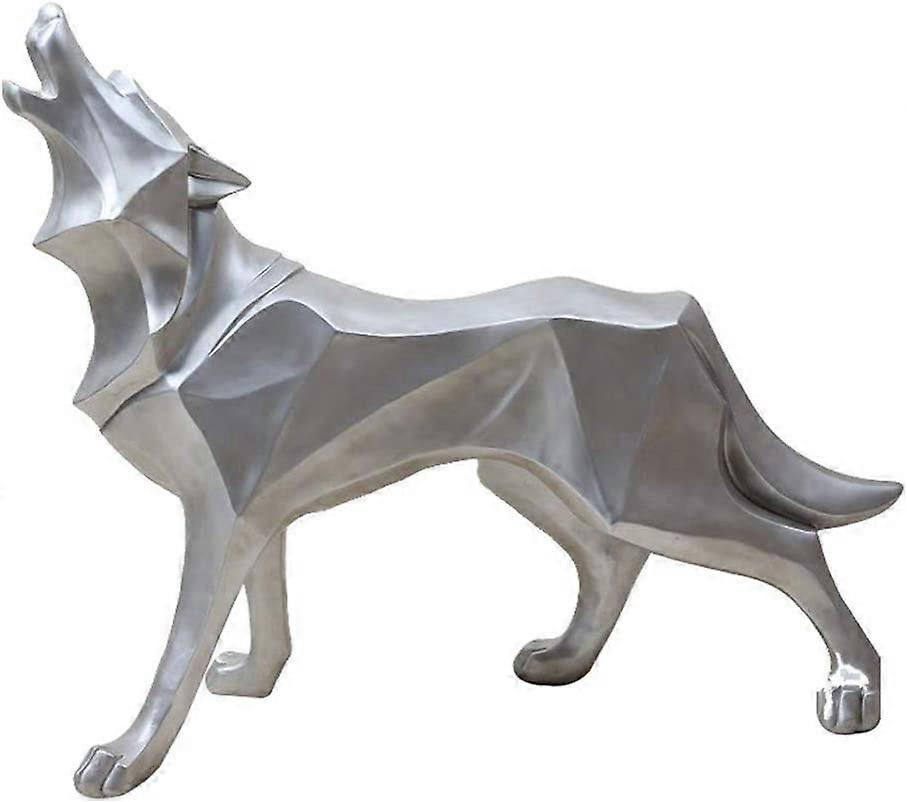 Astratto Lupo Statue Mano Bramato Animale Resina Scultura Moderna Casa Decorazione Sliver