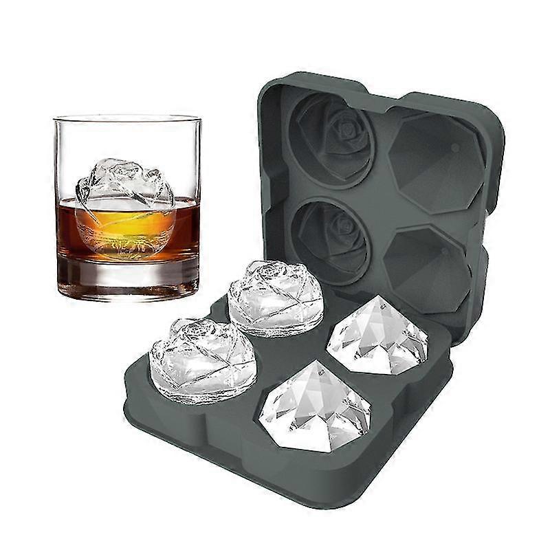 Stackable Rose And Diamond Ice Cube Silicone Mold For Whisky