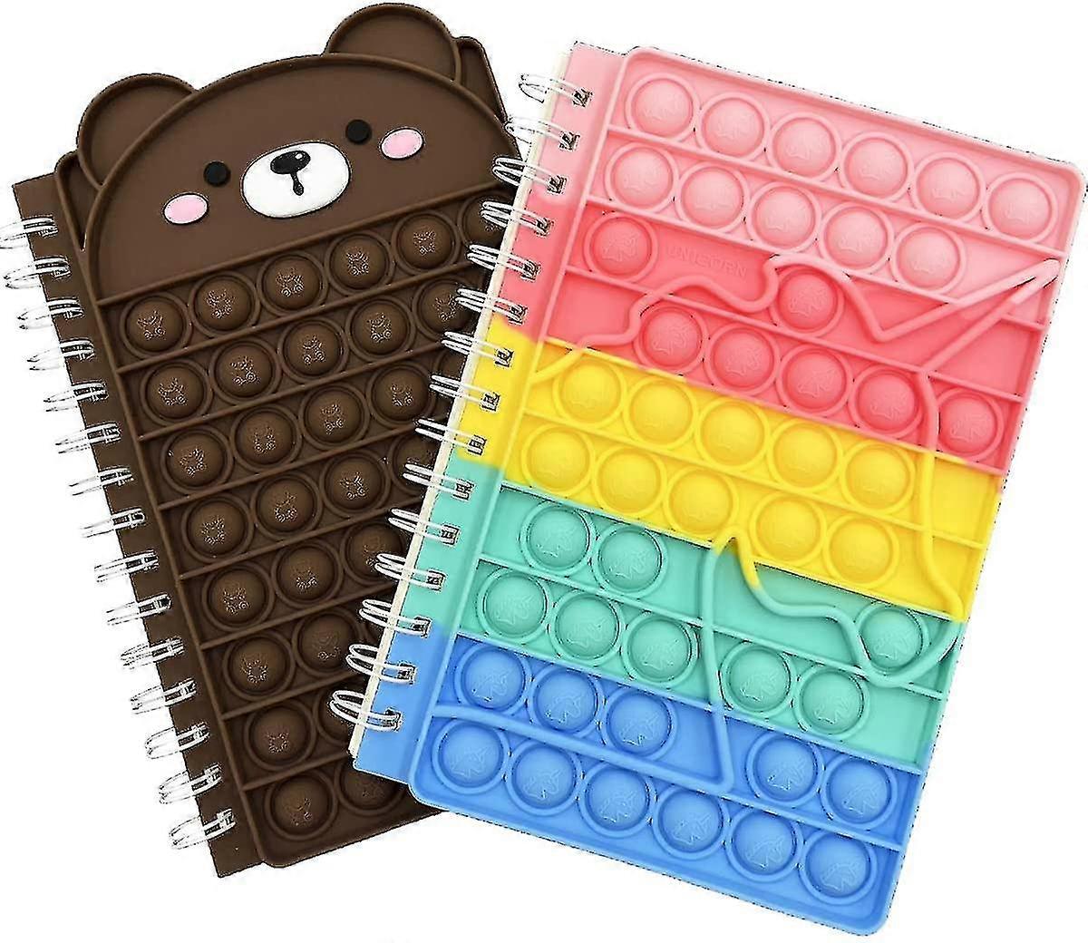 Pop Bubble It Notebook Popping Joc Fidget jucărie Push Bubble Scoala Notebook-uri Pop Up Office și rechizite școlare Pop Notebook pentru fete copii adulți (urs