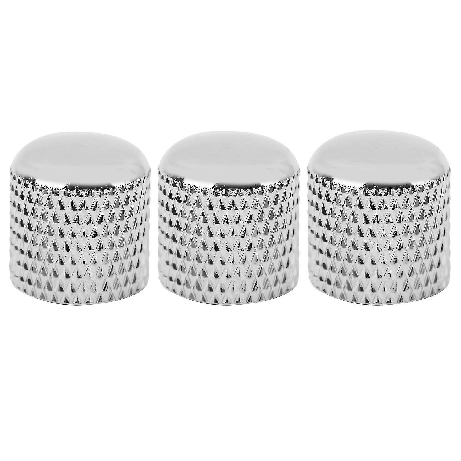 3pcs Electric Guitar Bass Volume Control Knobs Metal Switch Replacement AccessorySilver