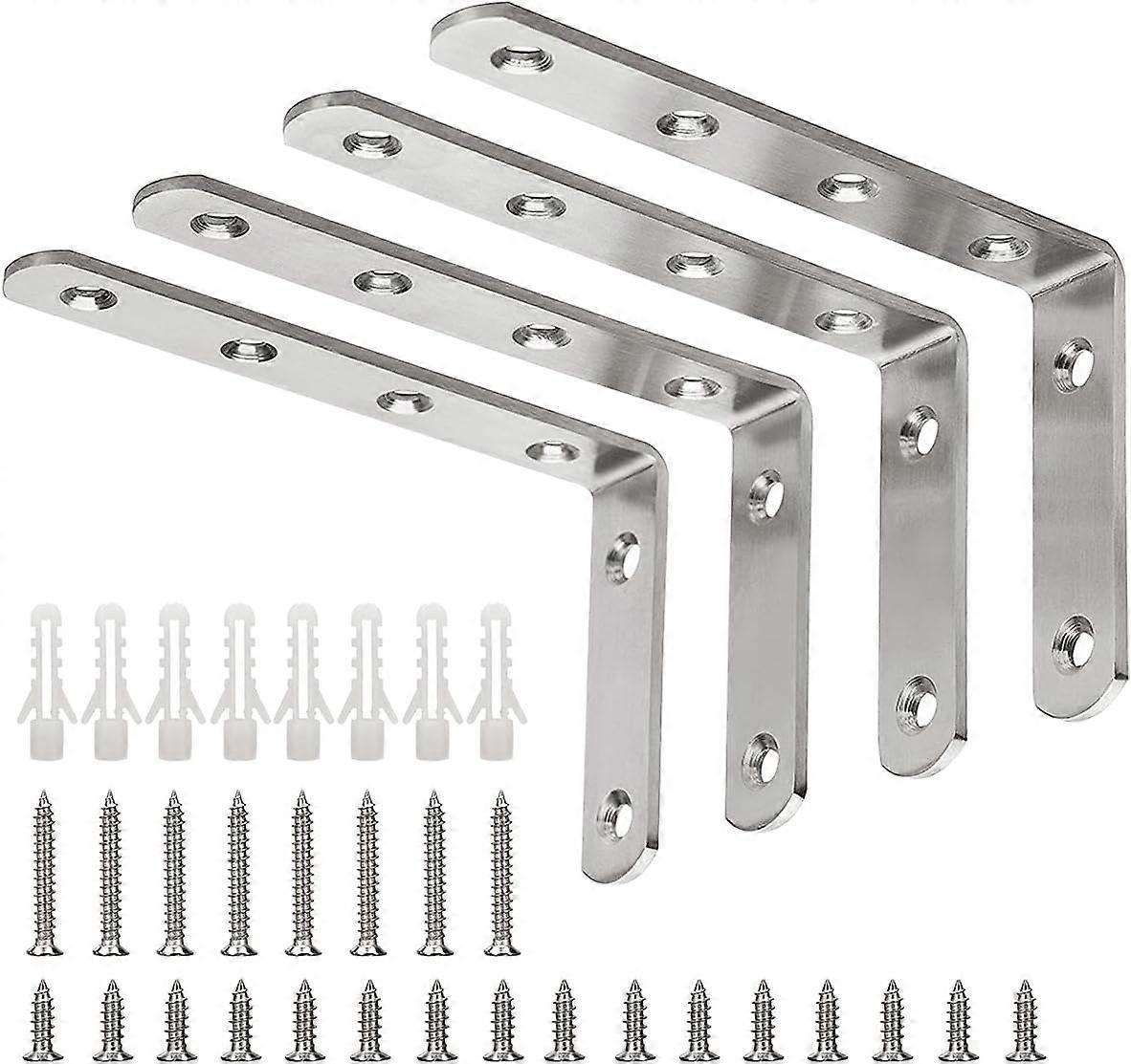 support en L parfait, 12,70 cm x 7,62 cmCharge maximale : 35 lb/15 kgSupport d’étagère solide en acier inoxydableArticulation d’angleSupport à angle droit, paquet de 4