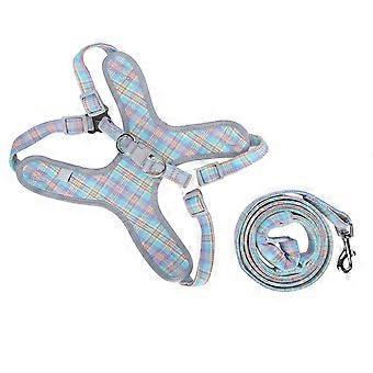 Adjustable Pet Harness Leash Set for Dogs Small Animals Blue Reflective Vest