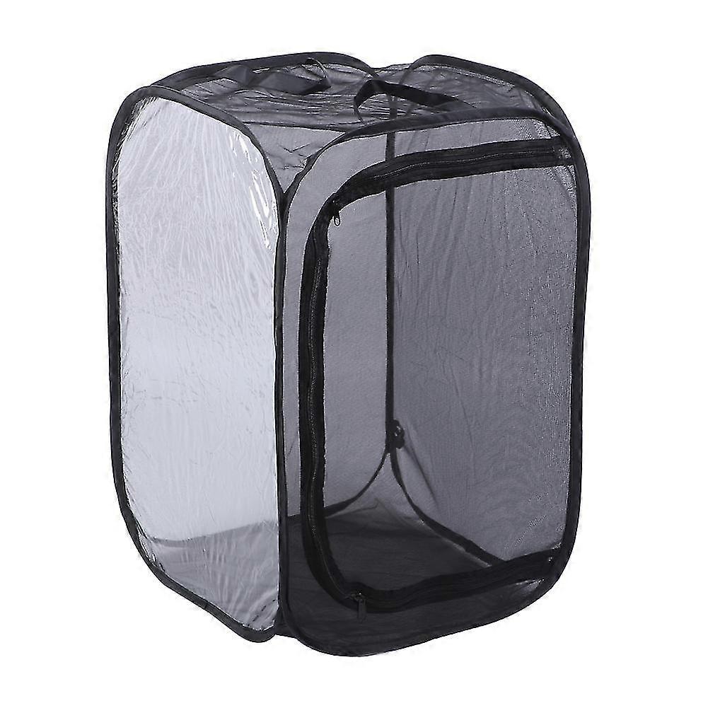 Black Collapsible Insect Mesh Cage House with Ventilation and Light Transmission