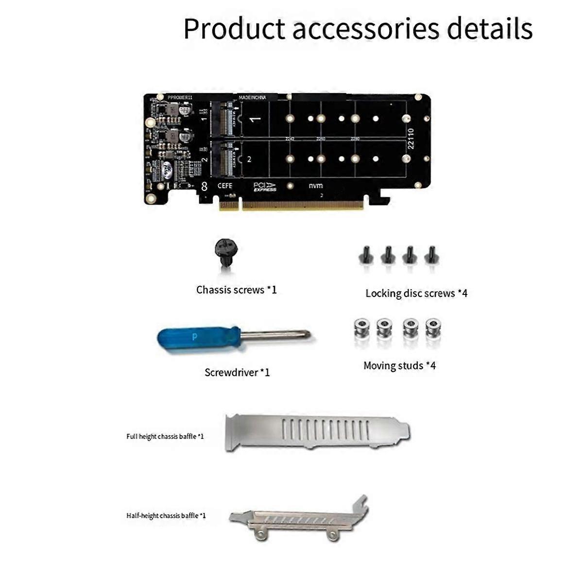 PCIeX16 to M.2 M-Key NVMEx4SSD 2U Server RAID Array Expansion Adapter Splitter Multifunctional Port
