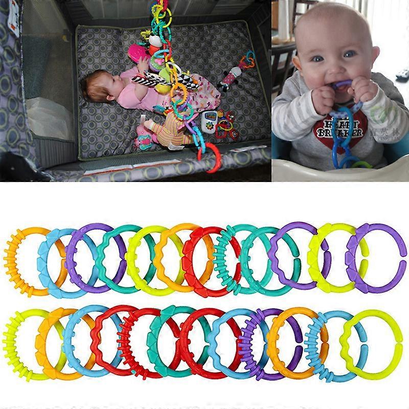 Baby Teething Ring Πολύχρωμα Rainbow Rings Καροτσάκι Δώρο Διακόσμηση Παιχνίδια 24Pcs