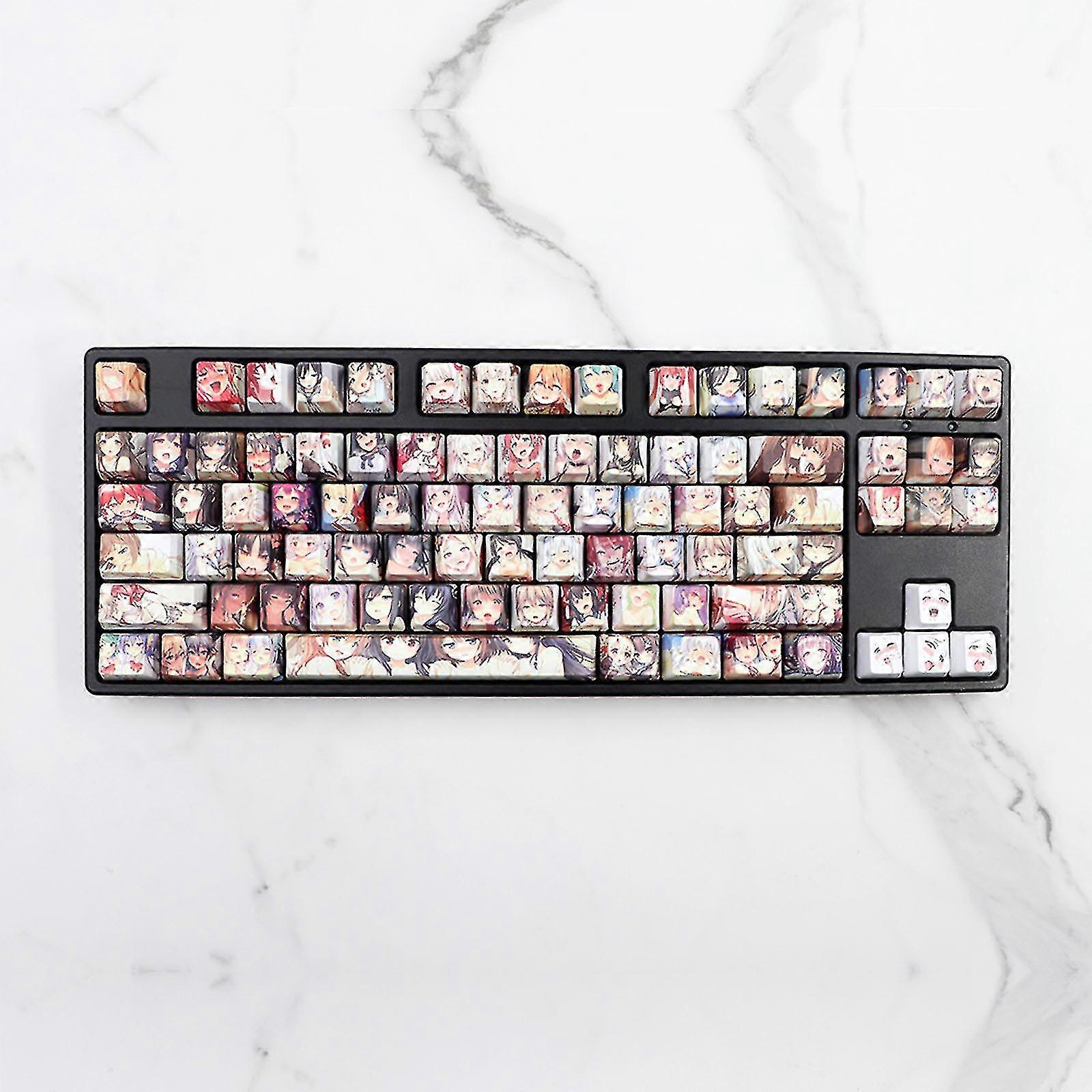 Pbt 108 Key Ahegao Keycap Dye Sublimat Oem Profile Anime Keycap For Cherry Gateron Kailh S Mechanical