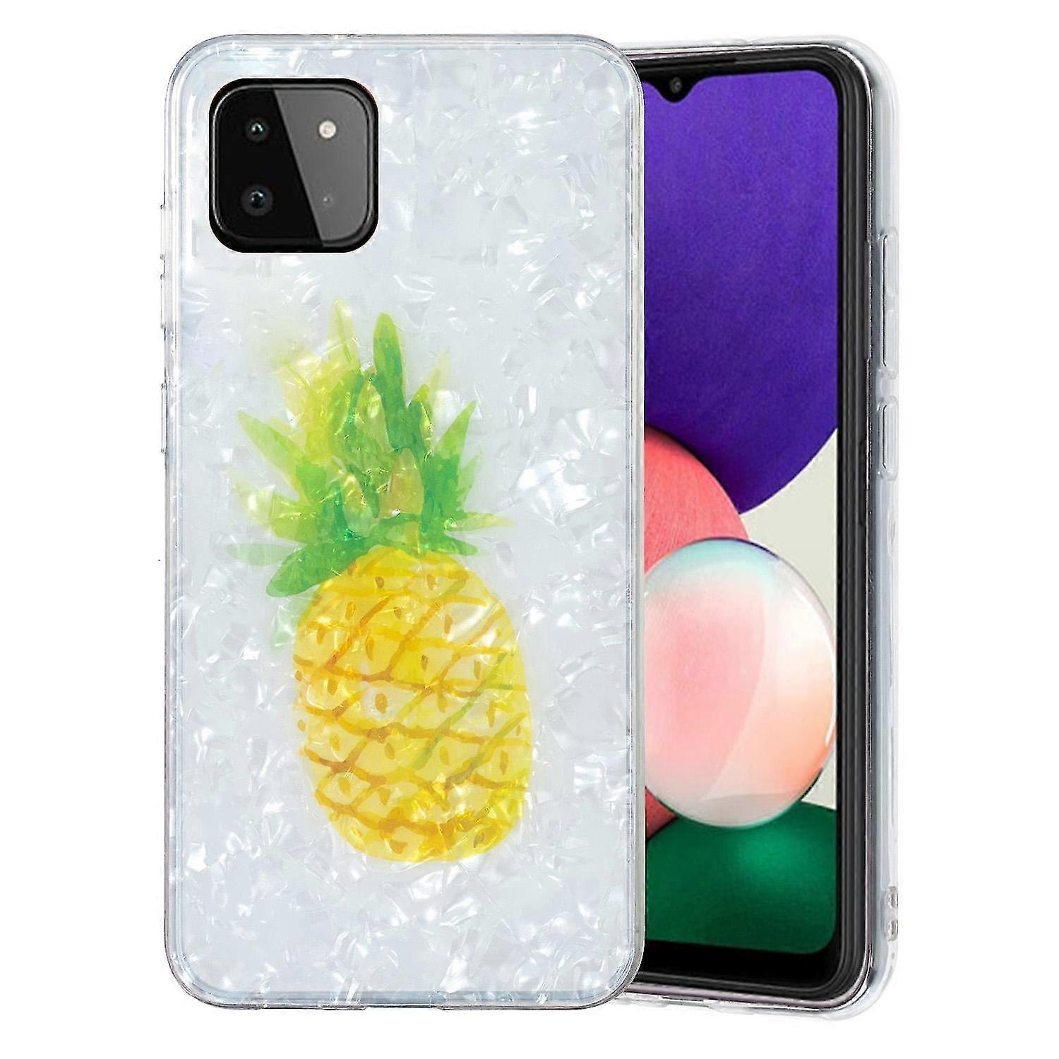 For Samsung Galaxy A22 5G (EU Version) Phone Cover Marble Flower Shell Pattern IMD Phone TPU Case Banmo