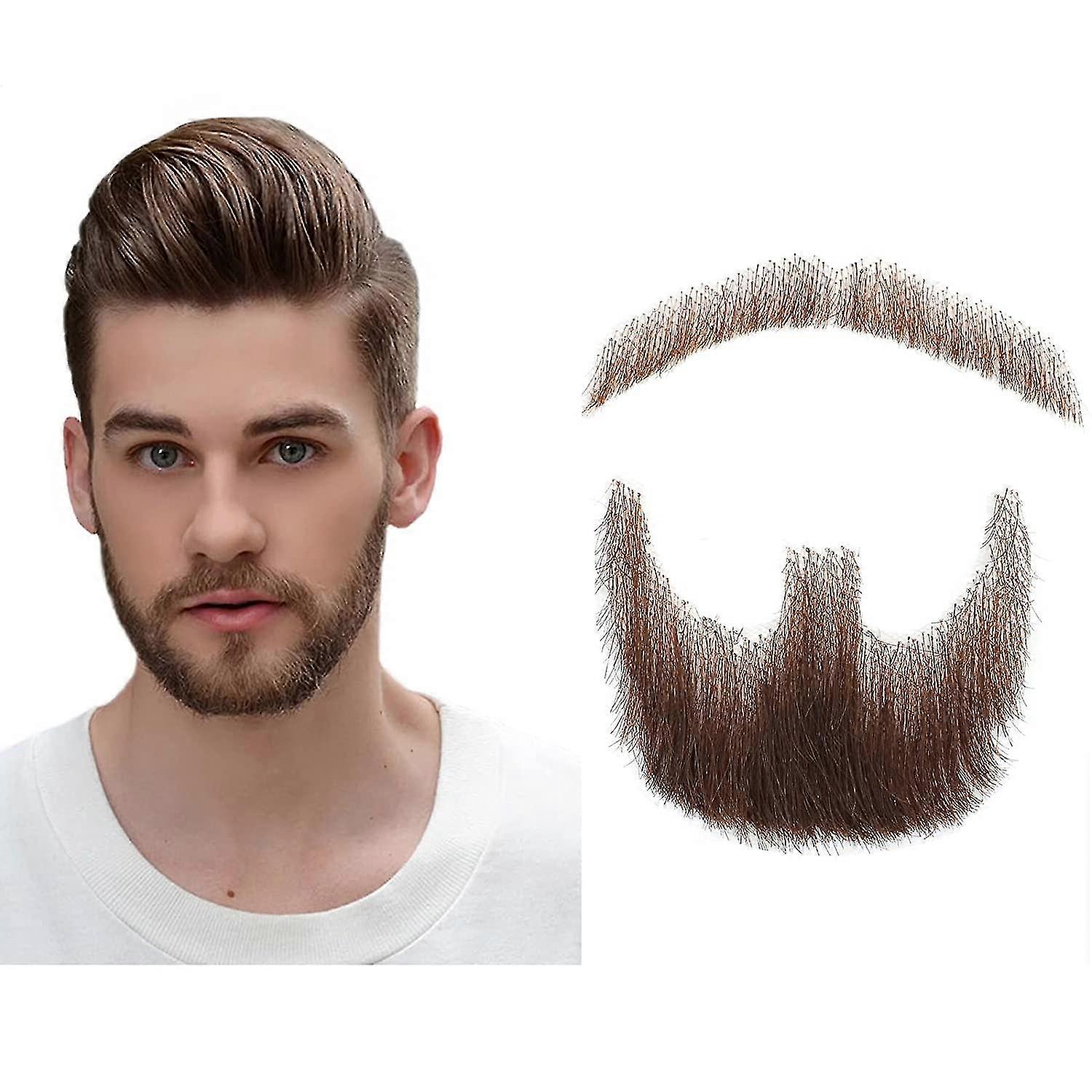 偽のひげの現実的な100%の人間の毛髪の完全な手は男性のためのヤギひげ茶色を縛った メイクアップ エンターテイメント/ドラマ( hz06 )