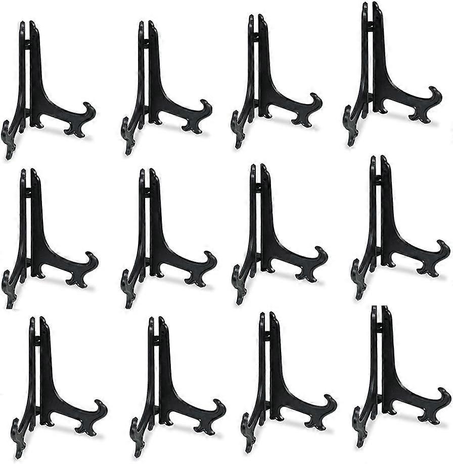 3" Black 12pcs/set Plastic Easels Plate Display Stands Picture Frame Stand Holder