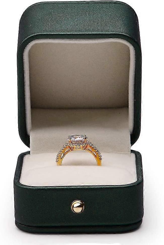 Wunderschöne schwarze grüne Ringbox Premium Leder Ring Tragebox