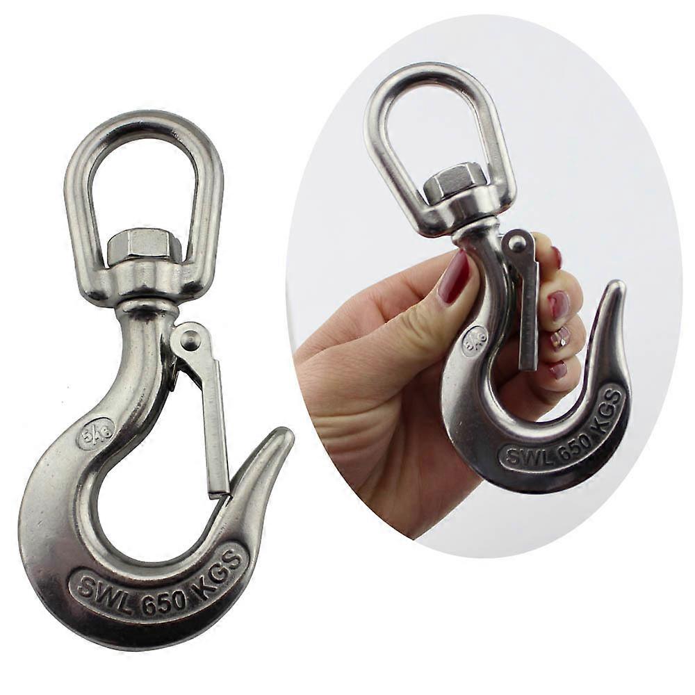 Stainless Steel 316 Loop Rotary Cargo Hook Lifting Hook Insurance Cargo Hook Spring Hook (Load 150kg)