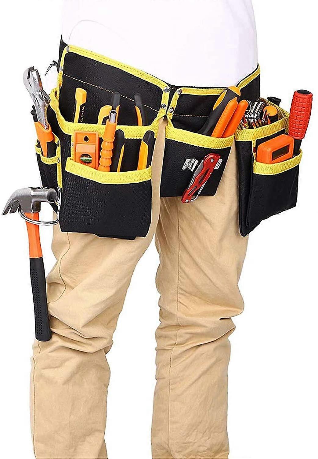 Tool Belt with 11 Pockets, Tool Pouch, Waterproof Oxford Fabric, with Adjustable Straps