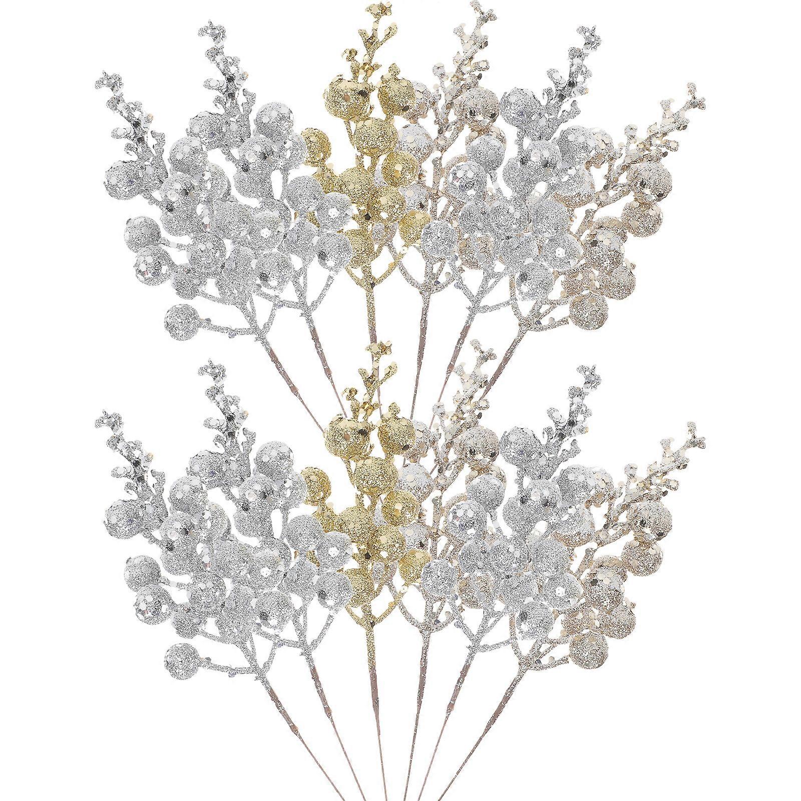 12 قطعة عيد الميلاد الاصطناعي التوت ينبع البلاستيك وهمية التوت غصين فروع لعيد الميلاد