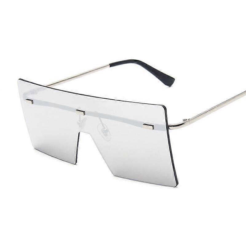 Vintage Square Solbriller Kvinde Siamese Oversized Solbriller Til Kvinde Luksusmærke Rimless Ocean Lens Store nuancer Oculos De Sol