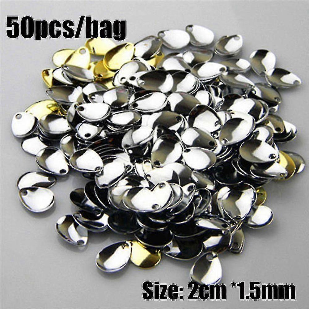 50pcs spinner takle glatt nikkel paljett rotere skje metall fiske attractor spinner blader vib lokke