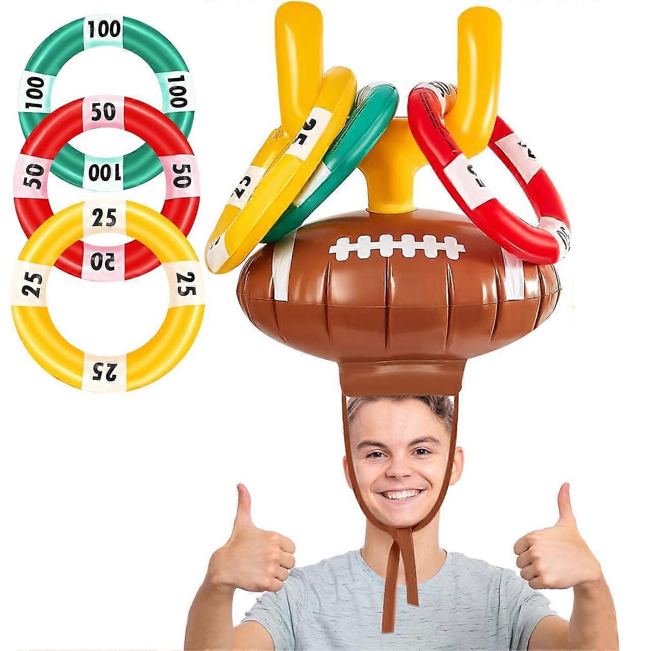 Inflatable Rugby Ring Toss Game Prop Party Decoration Headwear Hat Gifts Game Hat