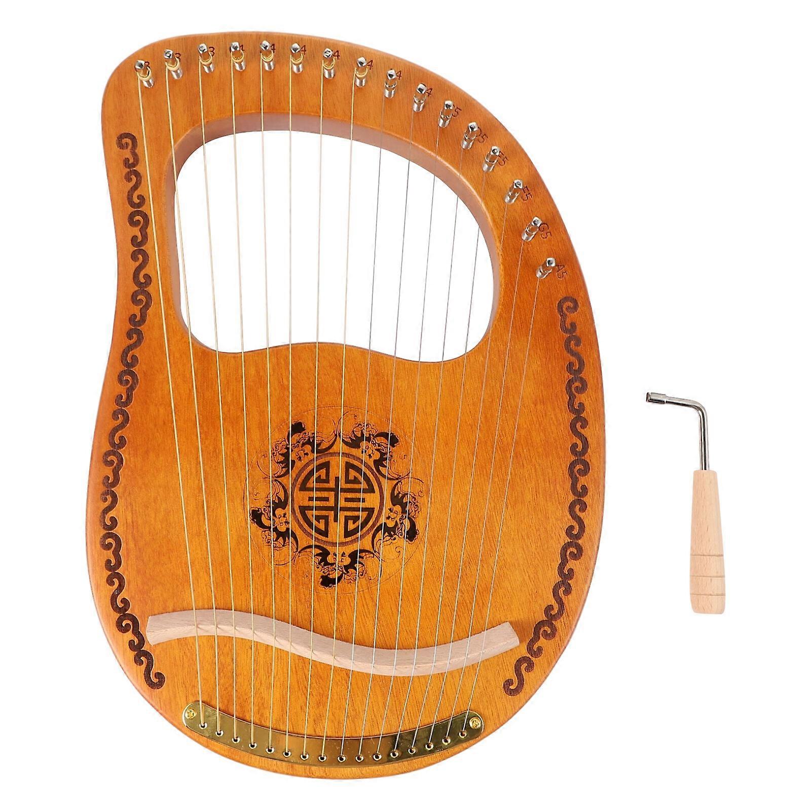 16 Strings Harp Mahogany Lyre Harp Ancient Style Lyre Harp Music Instrument