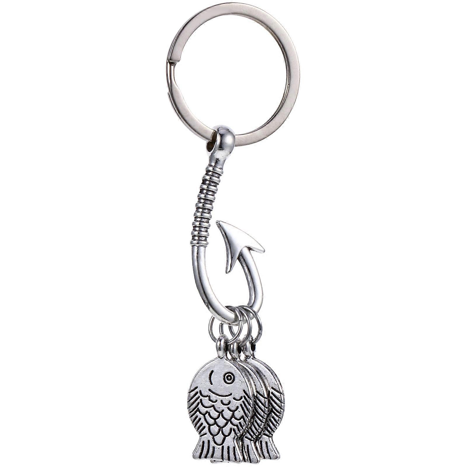 1pc Father's Day Gift Keychain Creative Fishhook Key Chains Bag Keys Decor
