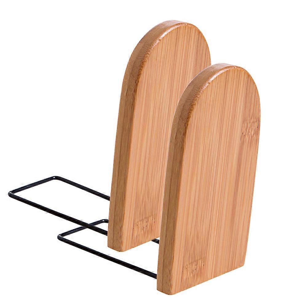 2 Pcs Bamboo Bookends Easy-use Book Block Retractable Book Organizer Book Frame Desktop Book Storage Rack Book Stand Book Folder School & Office Suppl