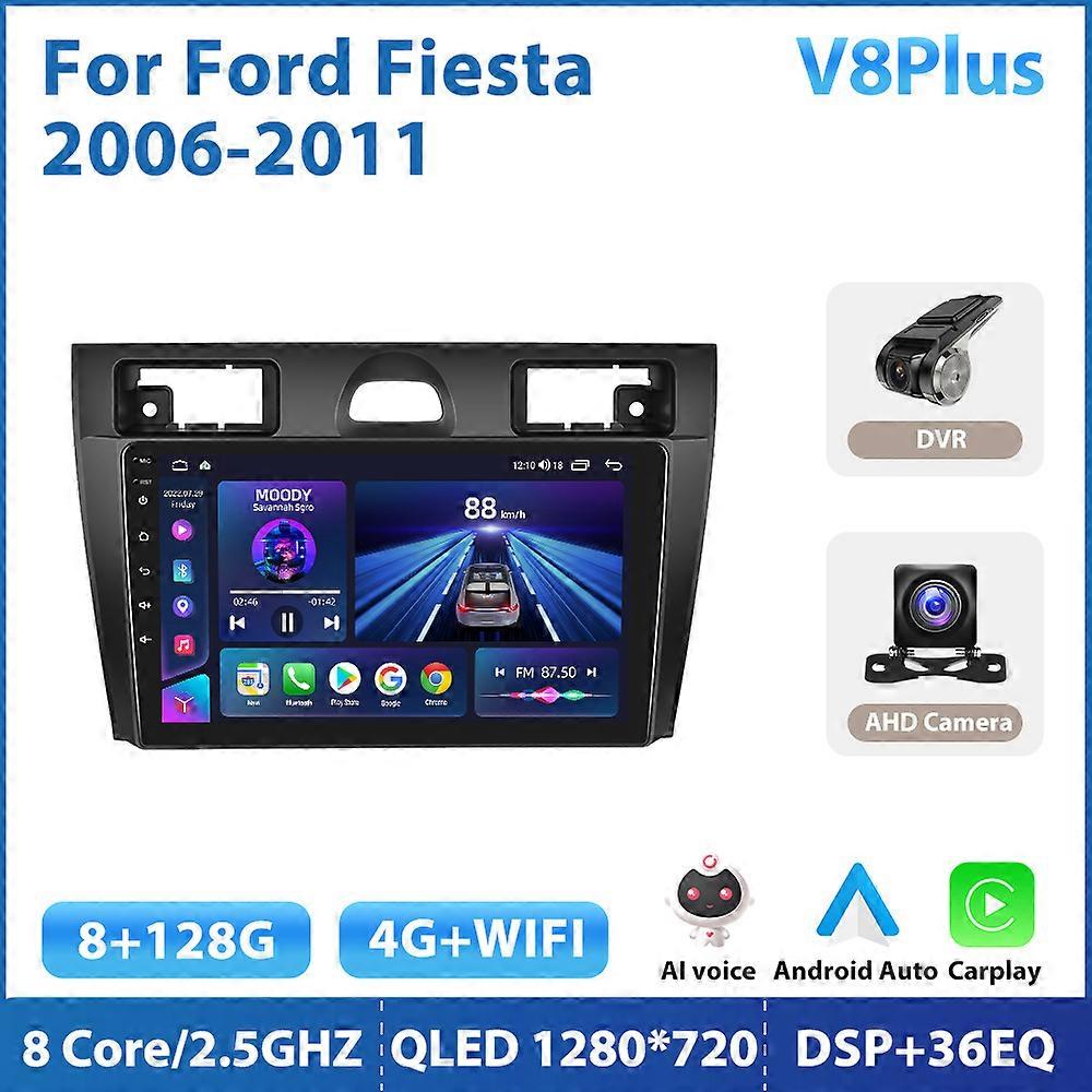 Podofo 4G Carplay DSP RDS 2din Android 11 Radio Mobil Multimedia Video Player Navigasi GPS untuk Ford Fiesta 2006-2011