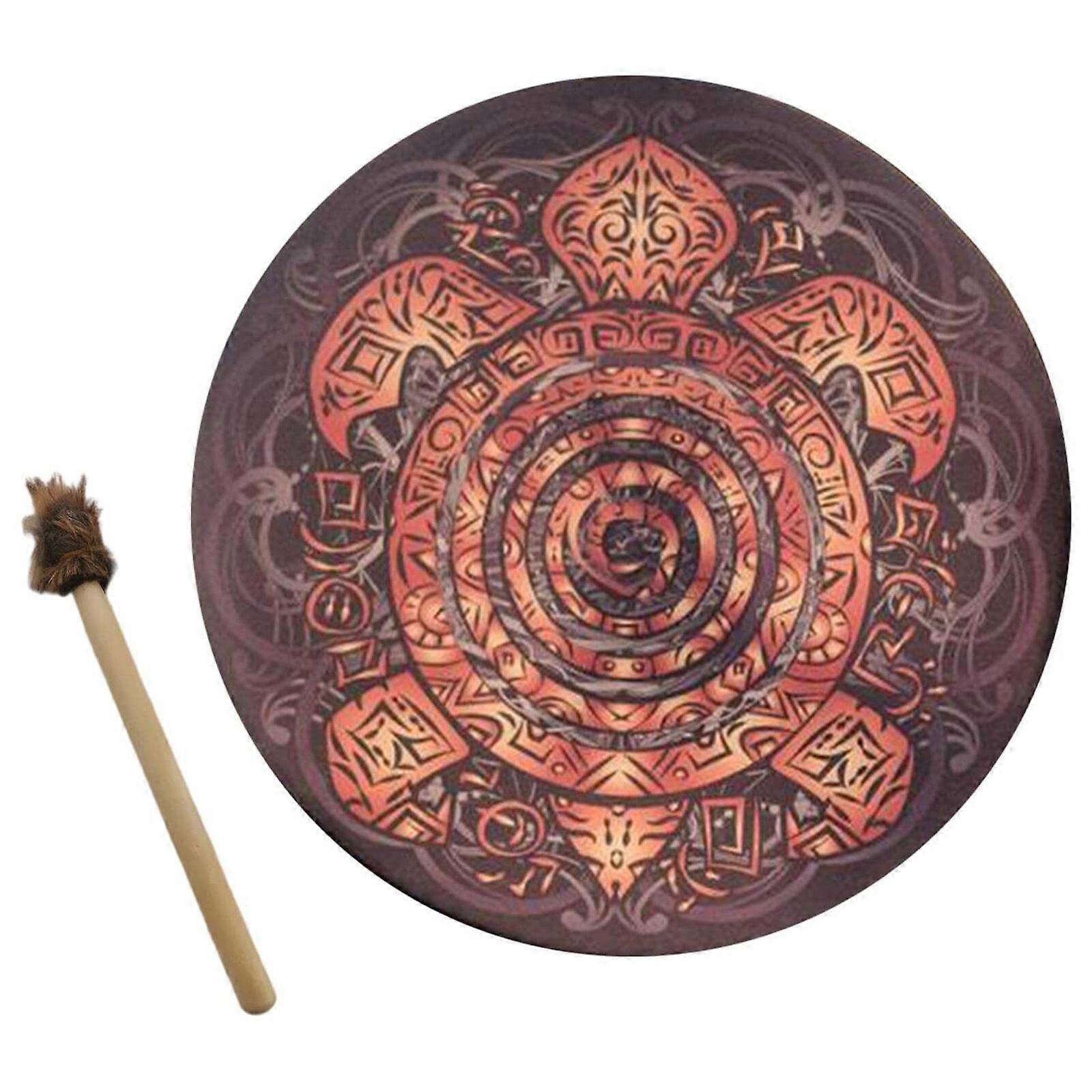 Tambour fait à la main motif Lion chamanique avec des baguettes