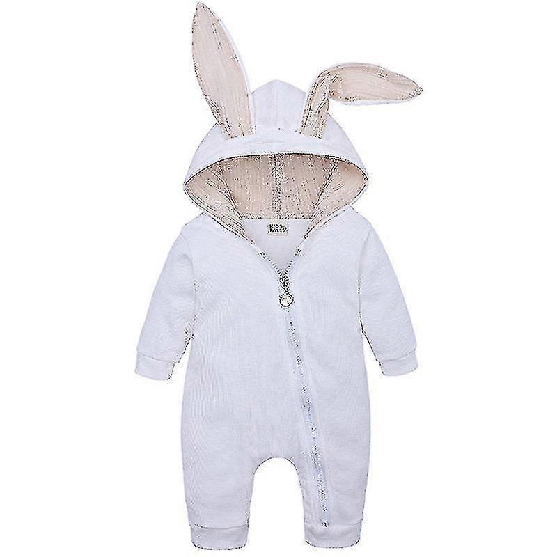 Baby Romper Lapin Lapin Oreille Capuche Combinaison Zipper Une Pièce Pyjama
