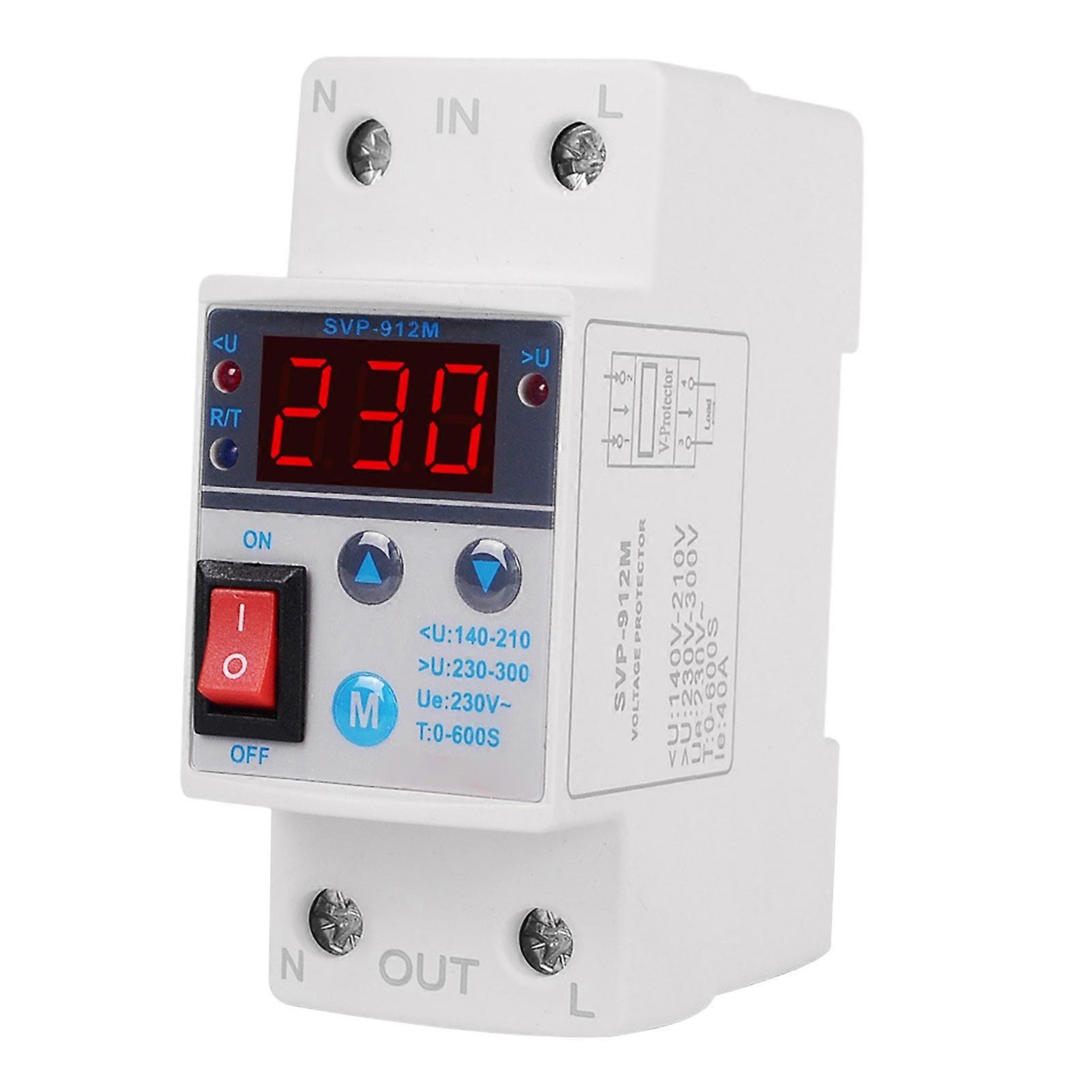 SVP-912M 220V 40A Intelligent Voltage Protective Device Adjustable Overvoltage Protection Durable Single-phase Recovery Voltage Protector for Industri