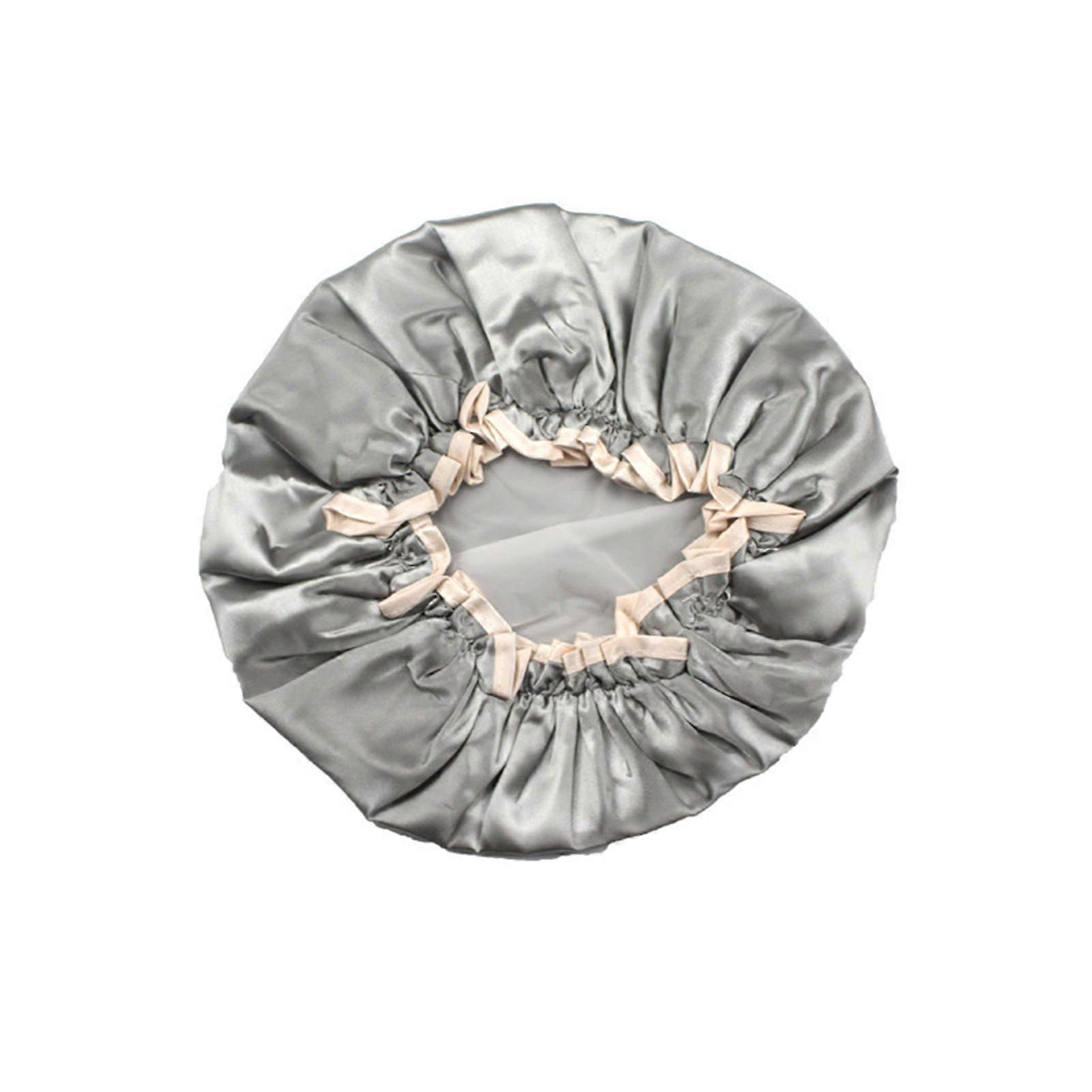 Shower Cap Waterproof Reusable Double Layers Elastic Shower Hat for Bathroom