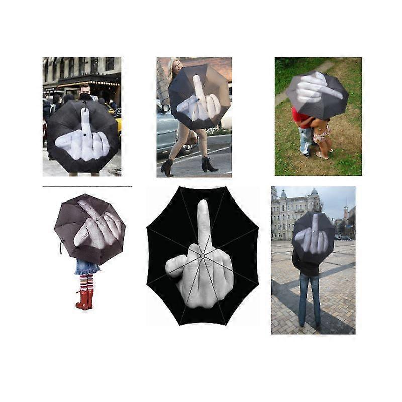 Funny Folding Middle Finger Umbrella Creative Gift Waterproof & Windproof Sturdy