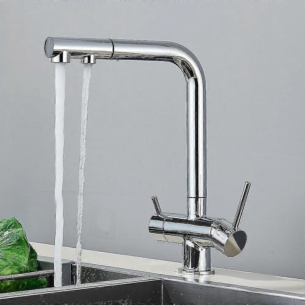 Küche Ausziehbarer gefilterter Wasserhahn Chrom Messing Luftreiniger Wasserhahn 360 Rotation Dual Sprayer Trinkwasserhahn Behälter Spülbecken Mischbatterie Boris