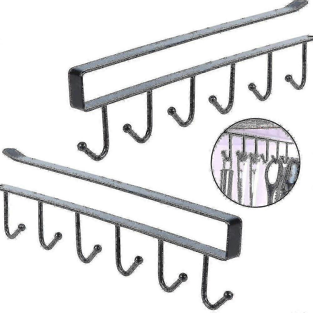 2 Piece Hook Rack, Multifunctional 6 Hook / Kitchen Utensil Rack For Hanging