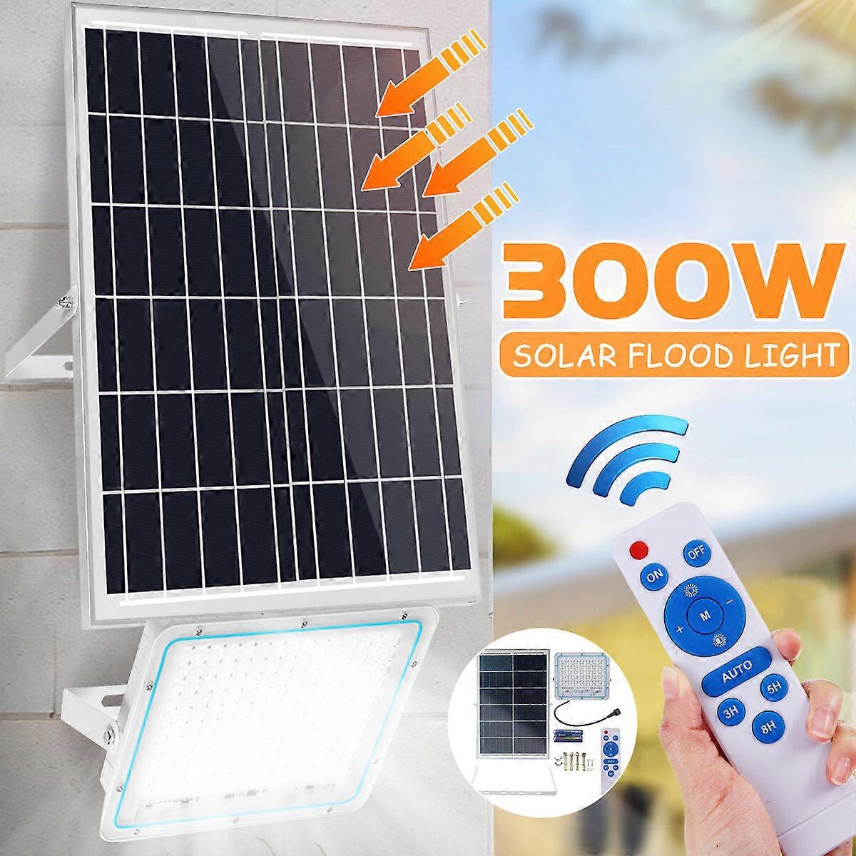 300w 300led 5000lm Solar Powered Flood Light Remote Control Light Sensor Timing