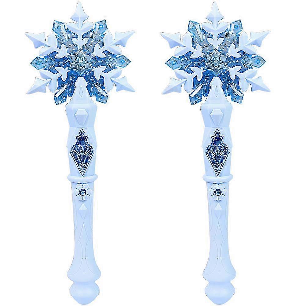 2 יחידות אביזרי קוספליי צעצועים בנות אור פתיתי שלג שרביטים להאיר צעצוע שרביט פתית שלג led פלסטיק שרביט נסיכה