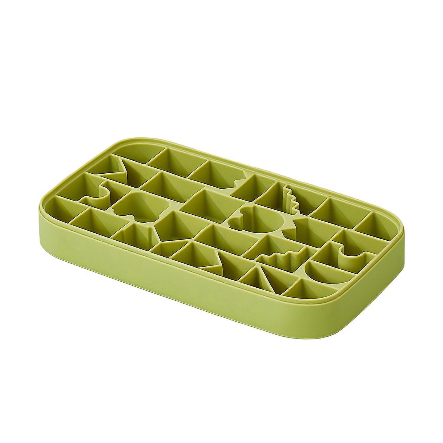 Silicone Ice Tray Mold with Lid Spill-Resistant Creative Building Block Ice Cubes Maker for Coffee