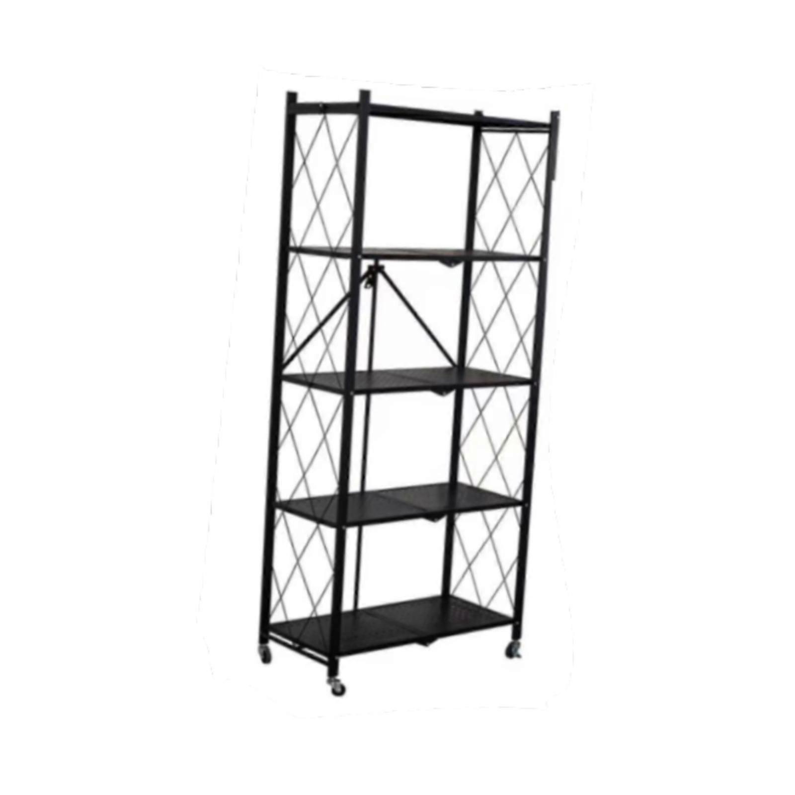 5 Tier Shelving Unit with Wheels Foldable Shelf Bathroom School Storage Rack
